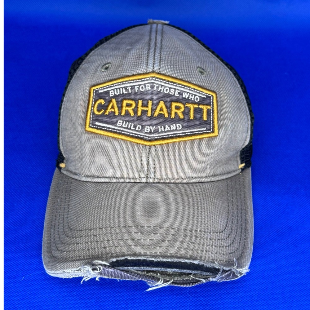 Carhartt Distressed Trucker Hat Built By Hand Patch Snapback Cap Rugged Work Man